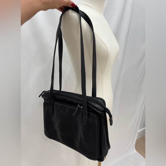 Leather Briefcase Laptop Shoulder Bag Purse Black - Picture 11 of 15